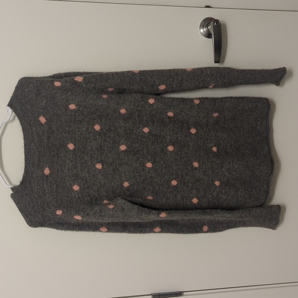 H&M gray sweater with pink dots small - Picture 2 of 4